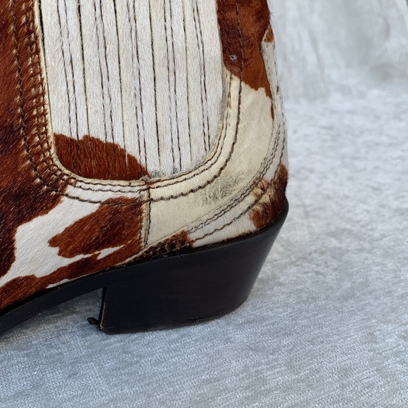 Zara Cow Print Calf Hair Western Ankle Booties - Picture 8 of 14